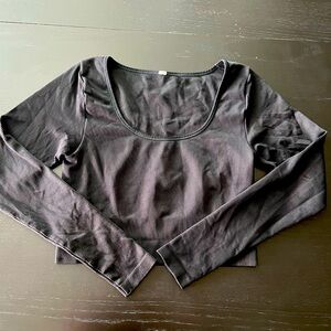 Athleta Aurora Seamless Cropped Long Sleeve Workout Shirt